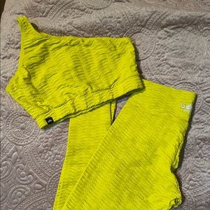 Booty by Brabants yellow legging and sports bra set workout leggings